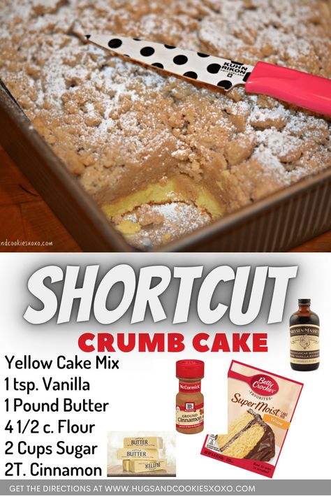 Shortcut Crumb Cake Easy Crumb Cake Recipe, New York Crumb Cake Recipe, Cake Mix Coffee Cake, Betty Crocker Cake Mix, Crumb Coffee Cakes, Betty Crocker Cake, Coffee Cake Recipes Easy, Crumb Cake Recipe, Coffee Cake Recipes