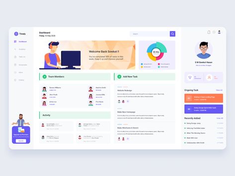 Task Management - Dashboard by S M Sowkot Hasan for Pixency on Dribbble App Dashboard, Dashboard Ui, Ecommerce Website Design, Website Redesign, Task Management, Dashboard Design, Responsive Web, Web App Design, Mobile Design