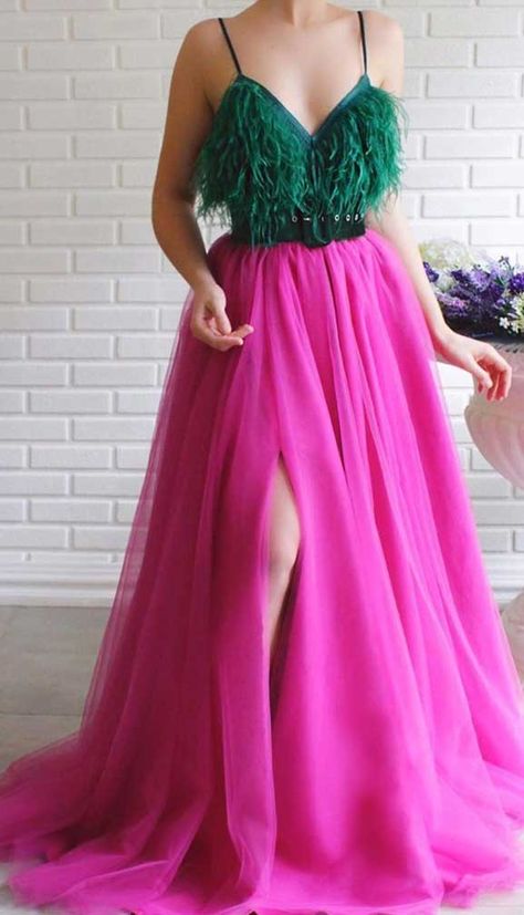 Feather Prom Dresses, Teuta Matoshi Dresses, Matoshi Dress, Teuta Matoshi, Feather Prom Dress, Feather Gown, Prom Dress Trends, Rose Fushia, Stunning Prom Dresses