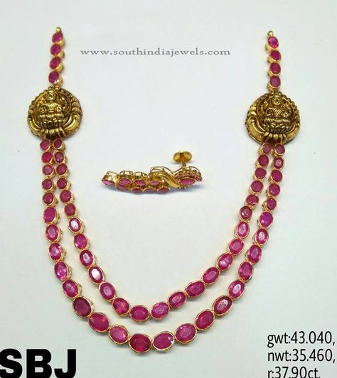 Two Layer Gold Ruby Necklace Designs, Antique Ruby Necklace with Side Lockets, Multilayer Gold Necklace with Side Locket 2016. Antique Ruby Necklace, Ruby Necklace Indian Gold, Ruby Jewelry Necklaces Gold, Ruby Gold Necklace, Ruby Necklace Designs, Gold Ruby Necklace, Ruby Jewelry Necklaces, Diamond Pendants Designs, Antique Gold Jewelry Indian