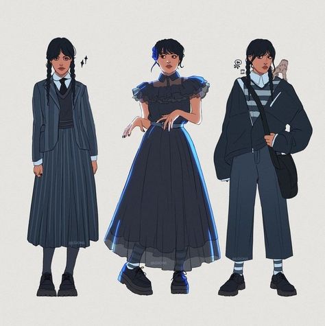 Tim Burton Animation, Wednesday Addams Outfit, Wednesday Outfit, Addams Family Wednesday, Tim Burton Style, The Addams Family, Horror Themes, Lol Dolls, Addams Family