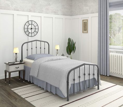 Twin Metal Bed Frame, Iron Twin Bed, Twin Metal Bed, Twin Beds For Boys, Queen Metal Bed, Iron Bed Frame, Bed Frame With Headboard, Sleep Environment, Twin Headboard