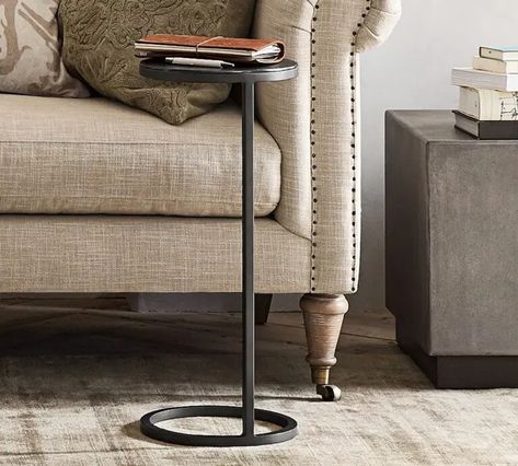 Why You Need a Little Table Like This - In My Own Style Marble Accent Table, Drum Side Table, Metal Accent Table, Wicker Tray, Accent Side Table, C Table, Metal Side Table, Small Space Solutions, Furniture Slipcovers