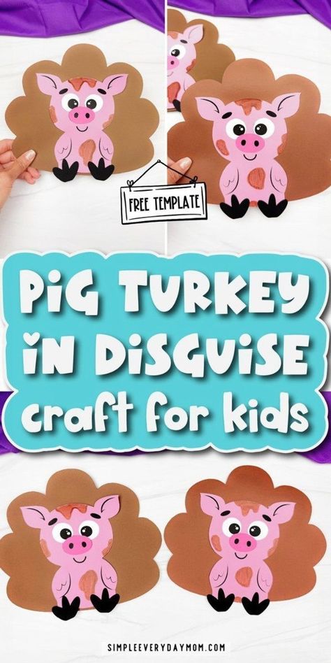 By helping Mr. Turkey dress up as a pig, kids can keep him safe and hidden among the other farm animals. This adorable pig turkey disguise craft for kids will be just the trick to fool the farmer into thinking Mr. Turkey is nothing more than a piglet rooting around in the mud! Explore more of our turkey disguise project ideas, turkey crafts and Thanksgiving crafts for kids. Turkey In Disguise, Disguise A Turkey, Turkey Disguise Project, Fun Thanksgiving Crafts, Turkey Project, Cow Craft, Thanksgiving Books, Turkey Disguise, Kids Craft Supplies