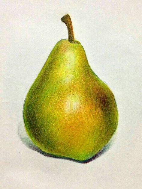 Pear Drawing, Fruit Art Drawings, Color Pencil Sketch, Fruits Drawing, Colored Pencil Artwork, Object Drawing, Watercolor Fruit, Fruit Painting, Coloured Pencils