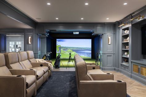 Basement Transformation, Simulator Room, Home Golf Simulator, Golf Simulator Room, Golf Room, Arcade Room, Home Bar Rooms, Basement Remodel Diy, Golf Simulator