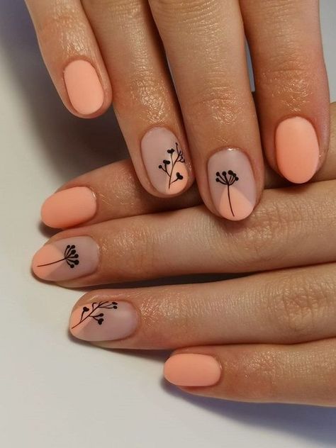 Gel Nail Designs Peach Color 15 Ideas: Add a Touch of Elegance to Your Nails Simple Gel Nails Summer, Peach Nails With Designs, Elegant Pink Nails, Peach Color Nails, Boho Nail Ideas, Peach Nail Ideas, Simple Nail Art Ideas, Peach Nail Art, Peach Colored Nails