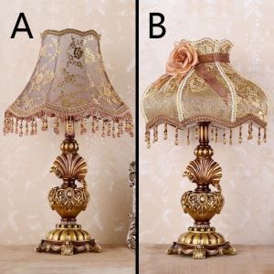 European Table Lamp Bedroom Bedside Light Creative Fabric Resin Desk Lamp Traditional Table Lamps, Retro Table Lamps, Stand Light, Fabric Lampshade, Table Lamps For Bedroom, Bedside Lighting, Retro Fabric, Antique Paint, Humble Abode