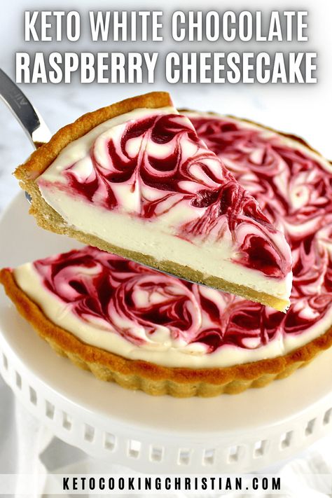 Keto White Chocolate Cheesecake, Gluten Free Cheesecake Recipes, Keto Cheesecakes, Keto White Chocolate, Keto Pies, Keto Favorites, Lemon Raspberry Cheesecake, Raspberry Swirl Cheesecake, Keto Cakes