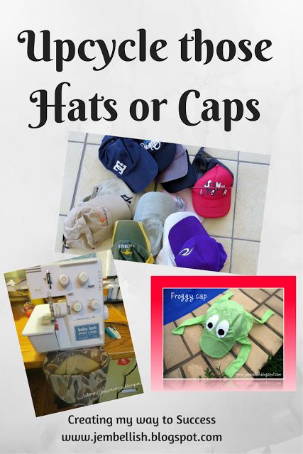 Ideas and Inspiration for Upcycling Hats or Caps Upcycle Hats Ideas, Old Baseball Hats Repurpose, Recycled Hats, Clothes Upcycling, Hats Ideas, Welder Cap, Bored Kids, Memory Projects, Welding Caps