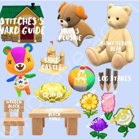 Stitches yard guide #animalcrossing #animalcrossingnewhorizons #acnh #yardguide #acnhyardguide Purple Mums, Giant Teddy Bear, Animal Crossing Guide, Animal Crossing Wild World, Animal Crossing Characters, Animal Crossing Villagers, Stitch Gift, Island Decor, New Animal Crossing