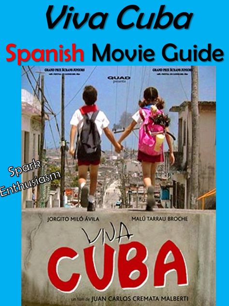 This Spanish movie guide and Cuba Unit includes excellent information,  pertinent vocabulary expressions, and fun speaking and writing  activities to teach about this movie as well as the beautiful island of  Cuba!  Visit our website to find tons of resources to teach your students about Cuba.  #cuba #spanishteacher Viva Cuba, Ap Spanish Language, Spanish Movies, Middle School Spanish, Spanish Videos, Spanish Lesson Plans, High School Spanish, Spanish Teaching Resources, Ap Spanish