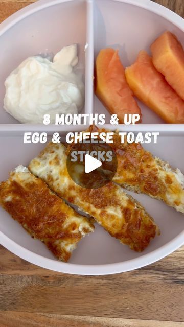 Natalie | Motherhood | Recipes on Instagram: "8 months & Up
Egg & Cheese Toast Sticks 🍞

Sometimes the simplest easiest meal turns out the best. If you’re short on time this 3 ingredient recipe can be served for breakfast, lunch or dinner. The toast comes out really soft, and is especially great for those little ones that don’t like the texture of eggs, its very easy to chew and all in all takes 5-7 min to put together! 

Ingredients: 
1 egg 🥚 
Handful of cheese 
1 piece of whole wheat toast 🍞
A little butter or oil for frying

-Whisk egg and cheese together 
-Add your toast and make sure it soaks mixture in
-Heat up pan with a little oil or butter
-Add your toast and cook each side for 3-4 min on low-medium heat 
-Serve along side fruit and yogurt 😊

Follow and save for more 🌟 
#star 12 Month Breakfast Ideas, Blw Ideas, Daycare Meals, 3 Ingredient Recipe, Fruit And Yogurt, Egg Lunch, Baby Breakfast, Toddler Dinner, Baby Recipes