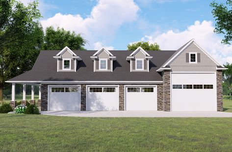 0 Beds, 0 Baths, 1 Stories, 4 Car Garage, 0 Sq Ft, Craftsman House Plan. 4 Stall Garage, 4 Bay Garage, Oversized Door, Garage Plans Detached, Craftsman Garage, 4 Car Garage, Garage Addition, House Backyard, Garage House Plans