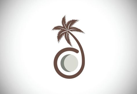 Creative modern coconut with leaves sign logo design template Coconut Graphic Design, Logo Campaign, Coconut Logo, Gp Logo, Sign Logo Design, Coco Logo, Coconut Vector, Oasis Logo, Coconut Drink