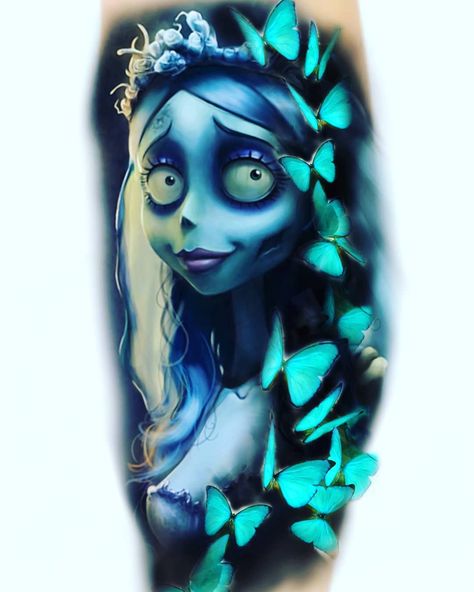 Corpse Bride Tattoo Design, Corpse Bride Butterfly Tattoo, Corpse Bride Tattoo Ideas, A Corpse Bride, Birmingham Tattoo, Corpse Bride Tattoo, Corpse Bride Art, Nature Tattoo Ideas, Tattoo Cafe