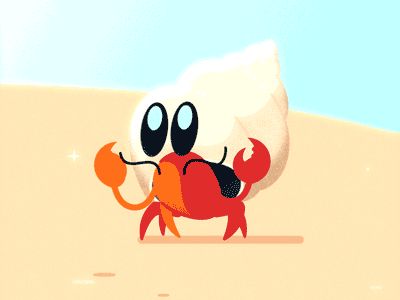 Crabby by Jonny Bursnell on Dribbble Crab Animation, Snoopy Dance, Beach Images, Hermit Crab, Design Animation, Scene Design, Beach Scene, Graphic Elements, Kids Songs