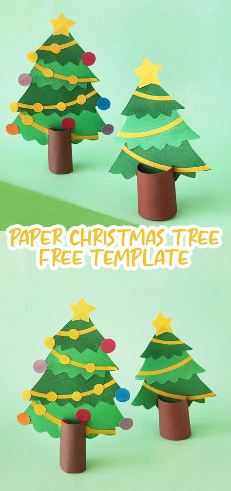 Paper Christmas Tree that Stands! 3d Christmas Tree Craft, Construction Paper Crafts Christmas, Paper Christmas Trees Diy, Paper Christmas Tree Wall, 3d Paper Christmas Tree, 2d Christmas Tree, Christmas Tree Paper Craft, Craft Ideas For Beginners, Half Christmas Tree