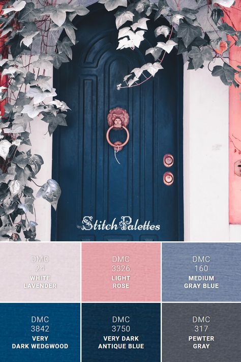 Color Palette With Dusty Blue, Color Palette Blues And Pinks, Colour Palette For Painting, Blue Color Palette For Home, Heather Grey Color Palette, Color Palettes With Lavender, Color That Goes With Blue, Blue Color Inspiration, Grayish Blue Color Palette