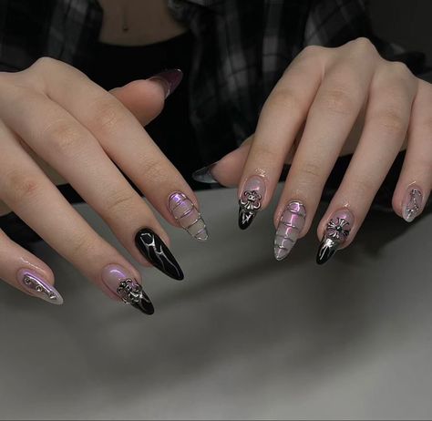 xiaohongshu nails, chinese trendy nails, korean trendy nails, long nails, nail inspo inspiration, nail tech, nail tutorial, cute nails, pretty nails, nail art, birthday nails, kpop nails, trendy nails, nail art Kpop Acrylic Nails, Black Korean Nails, Kpop Nails Designs, Kpop Inspired Nails, Nail Art Birthday, Kpop Nail Art, Xiaohongshu Nails, Nails Chinese, Nails Kpop