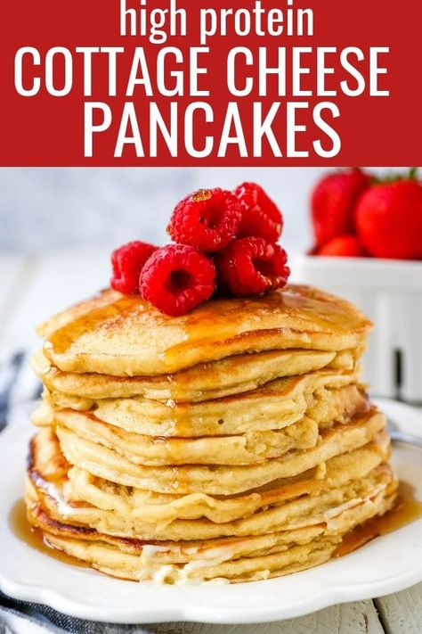 Cottage Cheese Protein Pancakes, Healthy Meal Prep Breakfast, Protein Cottage Cheese, Pancakes Fluffy, Queso Cottage, High Protein Pancakes, Healthy Pancakes, Prep Breakfast, Cottage Cheese Pancakes