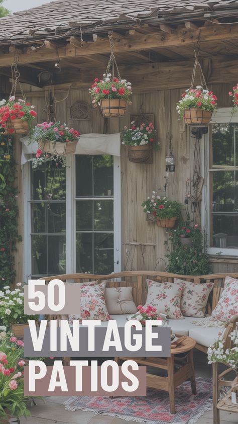 Get inspired by 50 stunning vintage patios that blend classic elements with modern comfort. Create an outdoor space that's both beautiful and functional. Tiny Patio Decorating Ideas, Cottage Core Patio, Large Patio Decorating Ideas, French Patio Ideas, Spanish Style Patio Outdoor Spaces, French Country Backyard, Small Patio Designs, Victorian Patio, Whimsical Patio