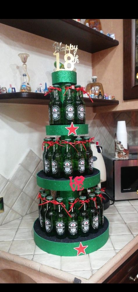 Beer Bottle Cake, Heineken Beer Bottle, Heineken Beer, Bottle Cake, Beer Bottle, Beer, Holiday Decor, Cake