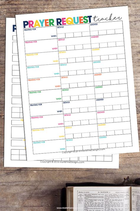 Keep an ongoing list of what or who you are praying for as well as the details of the situation you are praying for, when the prayer got answered and how God answered it. The free printable Prayer Request Tracker is a great reminder to keep praying for our requests without ceasing. #prayerrequesttracker #freeprintable #prayrequestprintable #prayertracker #prayerjournal via @moritzdesigns Prayer List Printable, Tracker Free Printable, Prayer Tracker, Prayer Journal Template, Prayer Journal Printable, Prayer Closet, Printable Prayers, Christian Planner, Tracker Free