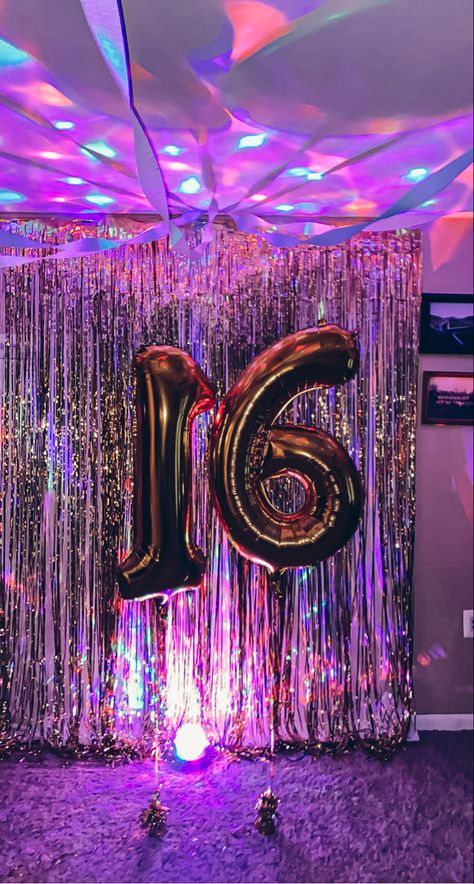 Night Club Theme Sweet 16 Party Ideas, Neon Sign Birthday Backdrop, Purple Party Aesthetic Euphoria, Sweet Sixteen Neon Sign, Euphoria Theme, Purple City, 16th Birthday Party, Sweet 16 Birthday, B Day