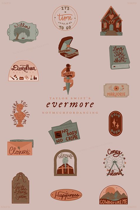 e v e r m o r e  - taylor swift stickers available on my RedBubble! | Compre na loja! Polaroid Songs, Taylor Swift Stickers, Evermore Era, Taylor Swift Drawing, Taylor Swift Tattoo, Taylor Swift Tour Outfits, Taylor Lyrics, Taylor Swift Posters, All About Taylor Swift