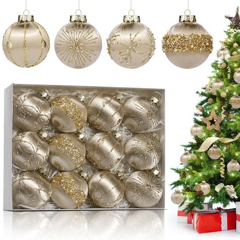 Champagne Christmas Tree, Peacock Christmas Tree, Glam Christmas Tree, Champagne Christmas, Luxury Champagne, Christmas Tree Balls, Xmas 2024, Alternative Christmas, Tree Decorating