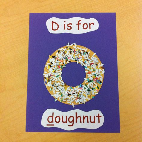 D is for doughnut D For Donut Craft, Letter Writing Anchor Chart, Donut Craft, Letter D Crafts, Baby Christmas Crafts, Preschool Valentine, Preschool Letter Crafts, Preschool Valentine Crafts, Toddlers Activities