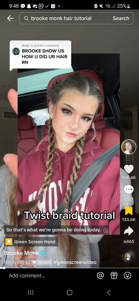 Brooke Monk Hairstyles, Twist Braid Tutorial, Brooke Monk, Braid Tutorial, Twist Braids, Hair Tutorial, Braided Hairstyles, Braids, Twist