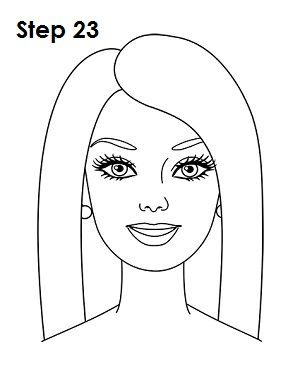 Barbie Drawing 23 Barbie Face Template, Barbie Dolls Drawing, Barbie Drawing Art, Barbie Doll Drawing Easy, How To Draw Barbie Easy, Barbie Drawing Easy Step By Step, Barbie Cartoon Drawing, Easy Barbie Drawing, How To Draw Barbie Step By Step