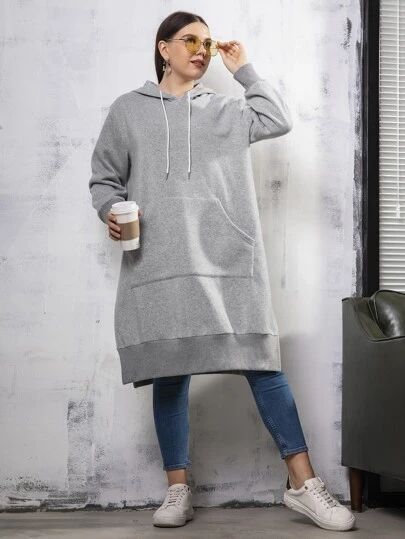 Plus Size Sweatshirts, Fall Plus Size, Early Spring Outfits, Grey Pullover, Current Fashion Trends, Drawstring Hoodie, Petite Outfits, Spring Outfits Casual, Kangaroo Pocket