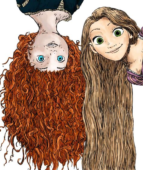 Merida And Rapunzel, Percy Jackson Gods, Two Princesses, Drawing Stars, Princess Merida, All Disney Princesses, Disney Nerd, The Big Four, Disney Princess Art