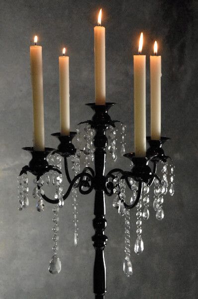 Black Candelabra with Hanging Crystals 32in Black Candelabra, Masquerade Theme, Safe Candles, Masquerade Wedding, Halloween Masquerade, Hanging Crystals, Masquerade Party, Masquerade Ball, Halloween Wedding