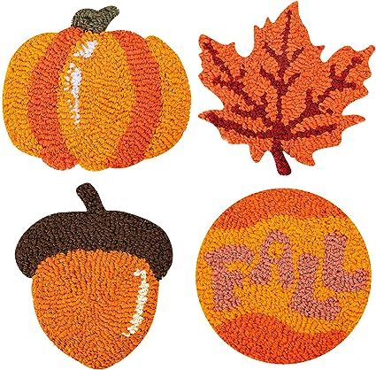 Amazon.com: Whaline Fall Tufted Coaster Autumn Pumpkin Maple Leaves Acorn Drink Coaster Thanksgiving Tufted Cup Mat for Mugs Cups Home Kitchen Office Party Table Decoration Supplies, 4Pcs : Home & Kitchen Tufted Coaster, Cup Mat, Party Table Decorations, Maple Leaves, Office Party, Office Parties, Fall Diy, Kitchen Office, Party Table