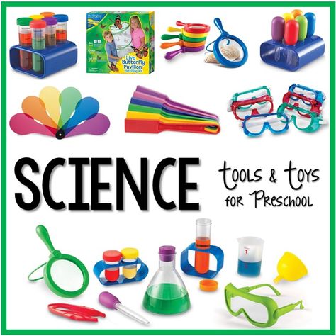 Best Science Tools and Toys for the science center in your Preschool or Pre-K classroom. Science Corner, Science Center Preschool, Preschool Classroom Setup, Learning Centers Preschool, Science Area, Pre K Pages, Preschool Science Activities, Science Tools, Classroom Centers