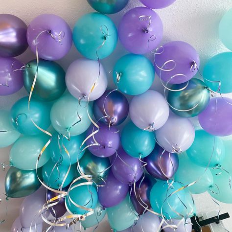 Balloon Combinations Color Schemes, Blue Birthday Themes, Balloon Combination, Beach Theme Birthday Party, Beach Theme Birthday, Lavender Color Palette, Purple Color Combinations, Teal Party, Bday Stuff