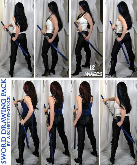 Requested - Sword Draw Pack by archetype-stock.deviantart.com on @deviantART Pose Stock, Action Pose Reference, Female Pose Reference, Human Reference, Body Reference Poses, Human Poses Reference, Figure Poses, Poses References, Human Poses