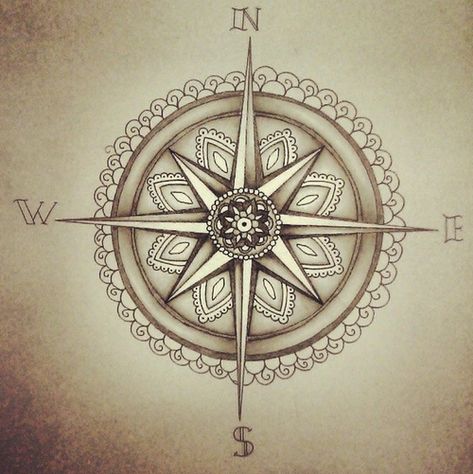 Shine a light and guide me home - By MS  Just a little compass/mandala because I was feeling pretty nautical and lost for a little while. It...