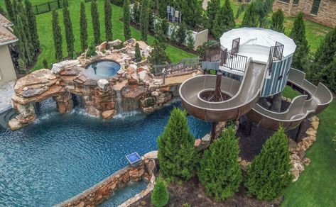 TOP 10 Lucas Lagoons Insane Pool Episodes as selected by the fans. Image of top pool Insane Pools, Backyard Water Parks, Dream Backyard Pool, Lagoon Pool, Luxury Pools, Resort Style Pool, Dream Pools, Pool Builders, Custom Pools