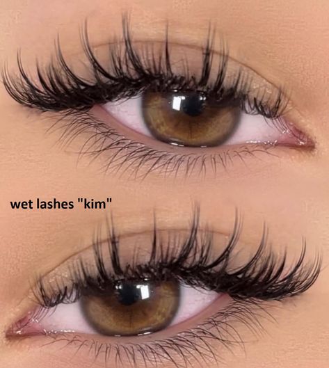 Unique Lash Extensions, Lashes Kim Effect, Lash Extensions Wet Look, Kim K Lashes, Wet Lash Extensions, Wet Lash Look, 2d Lashes, Natural Fake Eyelashes, Lashes Fake Eyelashes