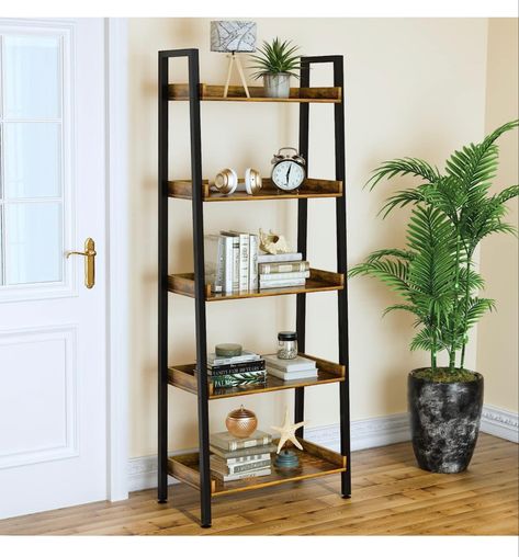 Tall Ladder, Room Work, Industrial Bookshelf, Industrial Bookcases, Entry Furniture, Ladder Bookshelf, Kitchen Rustic, Ladder Shelf, Open Shelf