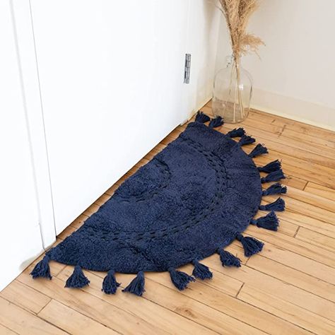 Amazon.com: Half Circle Bohemian Bathroom Rug with Tassels & Crochet Insert -Beautifully Handcrafted 100% Cotton Mat - Half Round Boho Bedroom Rug- Boho Bathroom Decor - Machine Washable - Cream Beige 42"x22" : Home & Kitchen Tassels Crochet, Rug With Tassels, Blue Bathroom Rugs, Black Bathroom Decor, Bohemian Bathroom, Boho Bathroom Decor, Boho Bathroom, Bohemian Bedroom, Half Circle