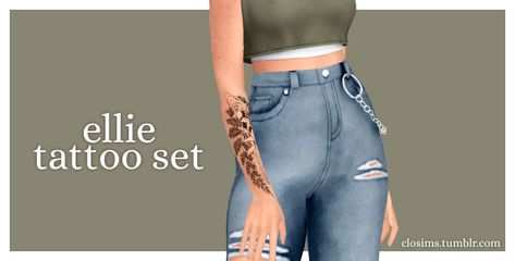 Ellie Tlou Sims 4 Cc, Ellie's Tattoo, Sims 4 Tattoos, 4 Tattoo, Flower Tattoo Arm, Plant Tattoo, Tattoo Set, Sims Mods, Sims 4 Cc