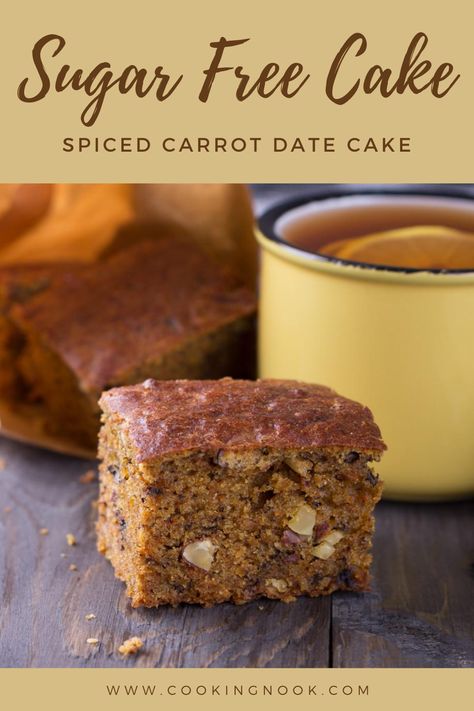 Sugar free carrot and date cake. Carrot And Date Cake, Cakes For Diabetics Sugar Free, Carrot Dates Cake Recipe, Vegan Sugarfree Desserts, Low Sugar Sweets, Sugarless Cake Recipes, Healthy Cakes No Sugar, Sugar Free Cakes For Diabetics, Sugar Free Carrot Cake Recipe