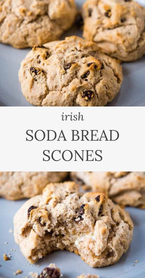 Bake up a batch of sweet and buttery Irish soda bread scones, filled with cinnamon and raisins. This easy to make recipe uses simple ingredients. It's perfect for breakfast or brunch. Soda Bread Scones, Irish Scones Recipe, Cinnamon Scones Recipe, Irish Scones, Cinnamon Scones, Scones Easy, Tasty Bread Recipe, Bread Maker Recipes, Irish Soda