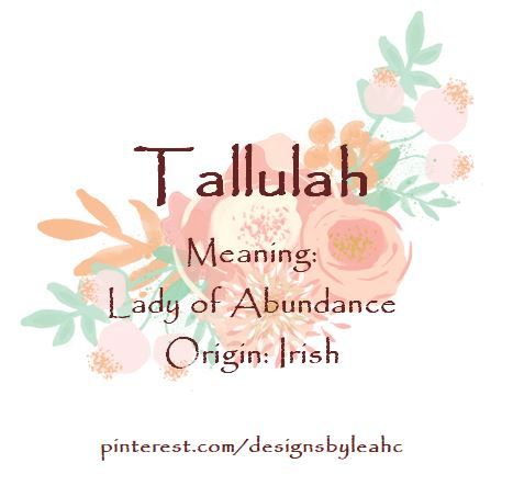 Tallulah Name, Tallulah Core, Best Character Names, What Is Your Name, Writing Project, When I Grow Up, Writing Resources, Character Names, Baby Girl Names